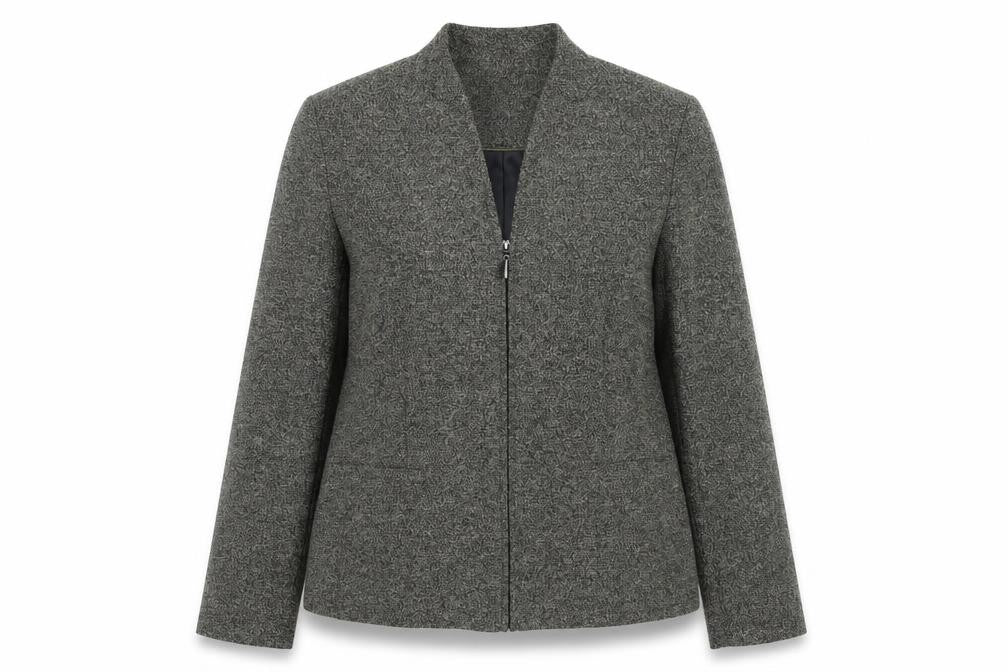 Front view of Eastex Women's Grey Mid-Length Jacket, size 10