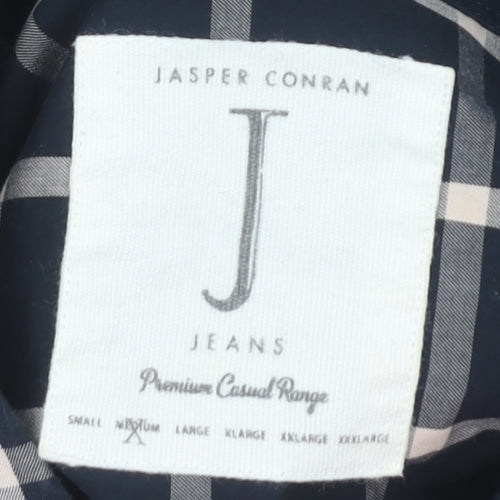 Jasper Conran Men's Blue Check Long Sleeve Shirt M