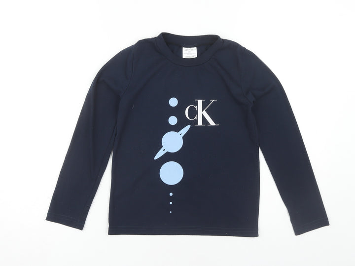 Calvin Klein Boys Blue Graphic Print Long Sleeve T-Shirt M