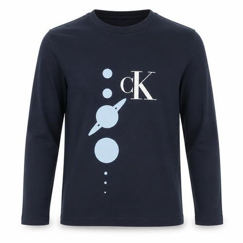 Calvin Klein Boys Blue Graphic Print Long Sleeve T-Shirt M