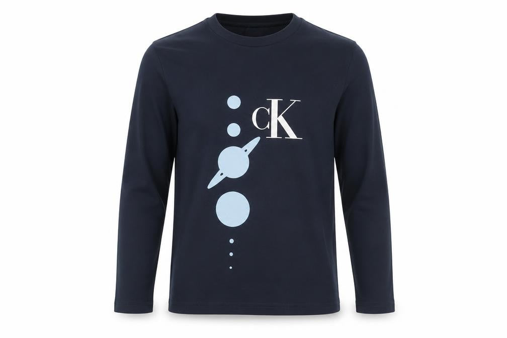 Calvin Klein Boys Blue Graphic Print Long Sleeve T-Shirt M