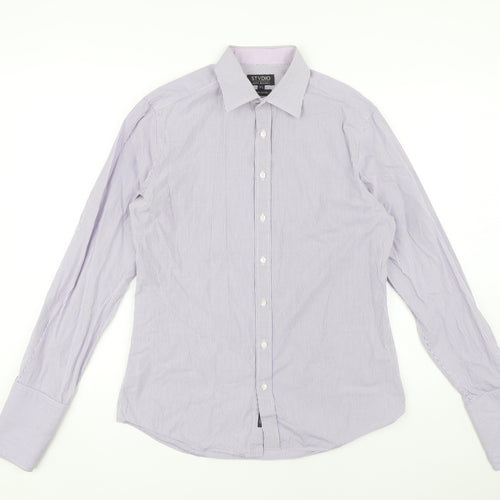 Jeff Banks Men's Purple Striped Formal Dress Shirt 15.5