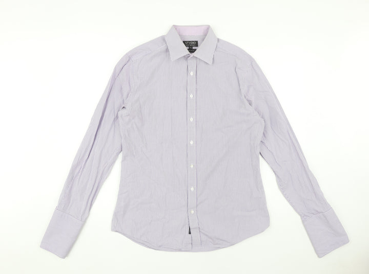 Jeff Banks Men's Purple Striped Formal Dress Shirt 15.5
