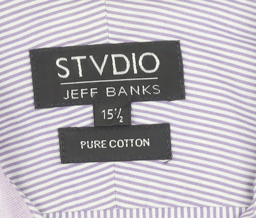 Jeff Banks Men's Purple Striped Formal Dress Shirt 15.5