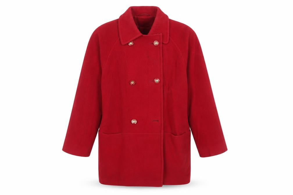 Front view of Eastex Women's Red Wool Coat, size 12