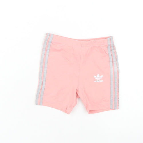 Adidas Unisex Baby Pink Shorts 18-24 Months Elastic Waist