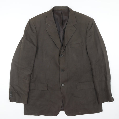 Jeff Banks Brown Linen Blazer Men's 42R Single-Breasted