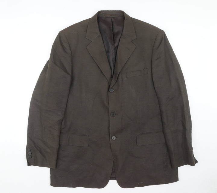 Jeff Banks Brown Linen Blazer Men's 42R Single-Breasted