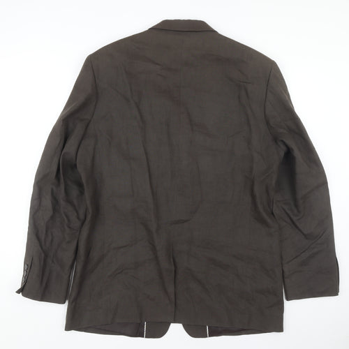 Jeff Banks Brown Linen Blazer Men's 42R Single-Breasted