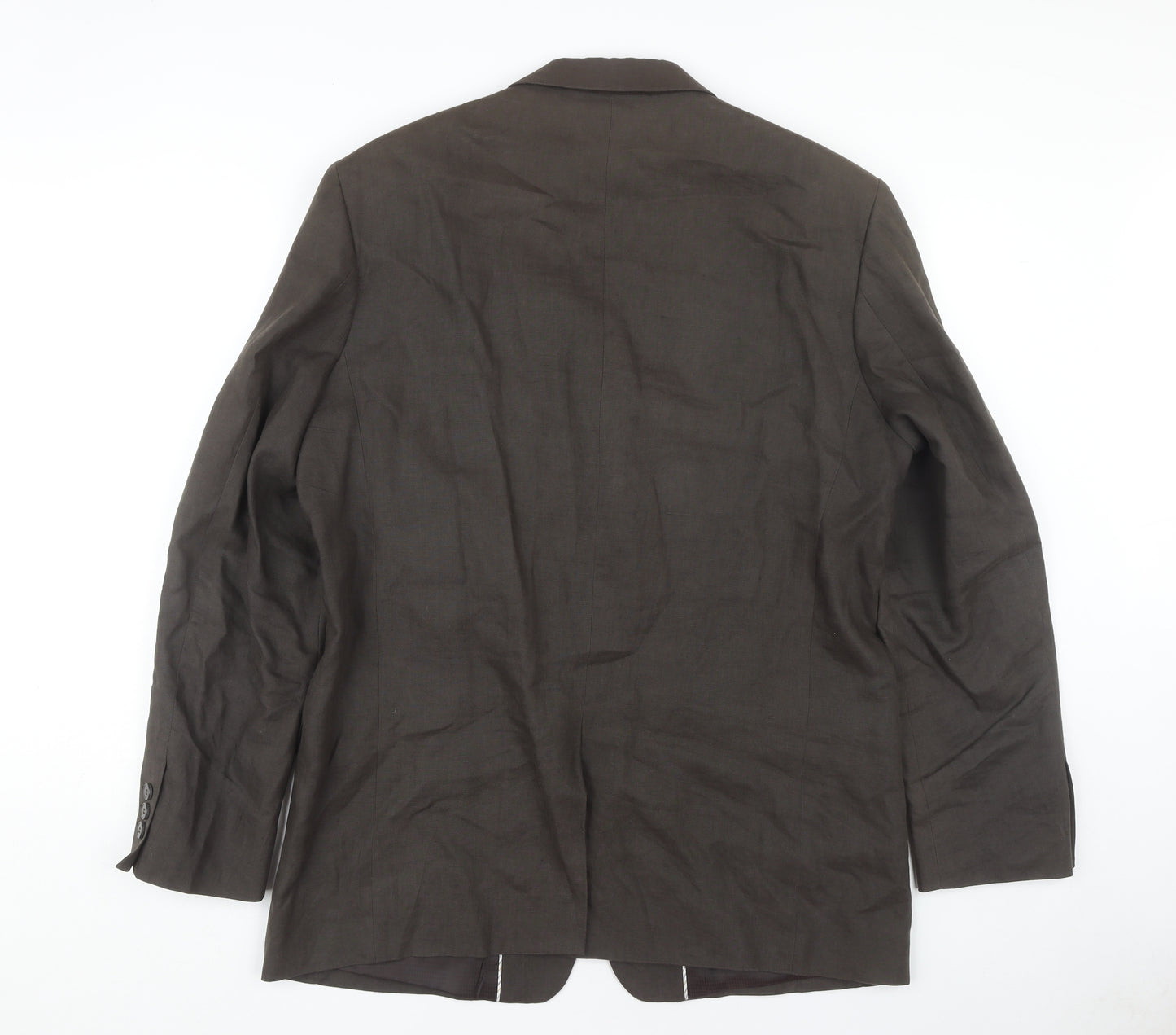 Jeff Banks Brown Linen Blazer Men's 42R Single-Breasted