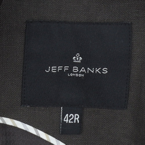 Jeff Banks Brown Linen Blazer Men's 42R Single-Breasted