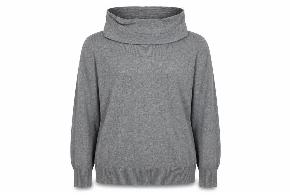 Front view of Alexon Women's Grey Cowl Neck jumper XL