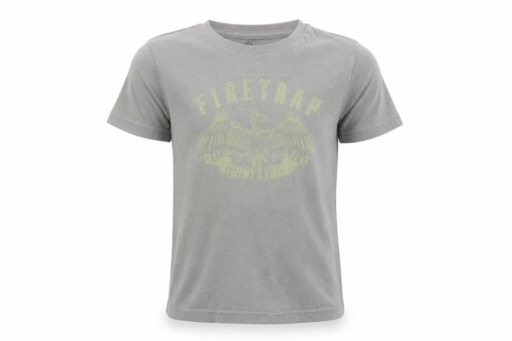 Front view of Firetrap boys’ grey graphic print t-shirt 5-6 years
