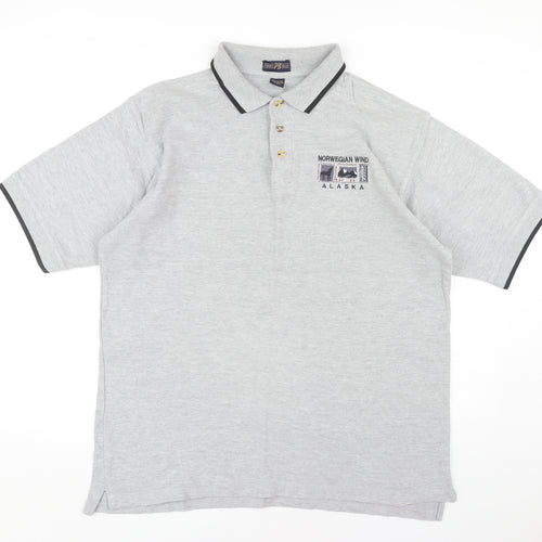Pacific Blue Men's Grey Polo, L, Casual Short Sleeve