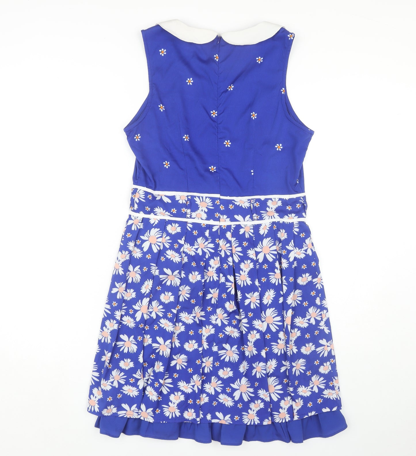 Yumi Blue Floral A-Line Dress Women Size 12 Sleeveless