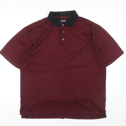 Ashworth Men’s Red Striped Polo Shirt L