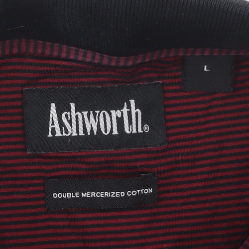 Ashworth Men’s Red Striped Polo Shirt L