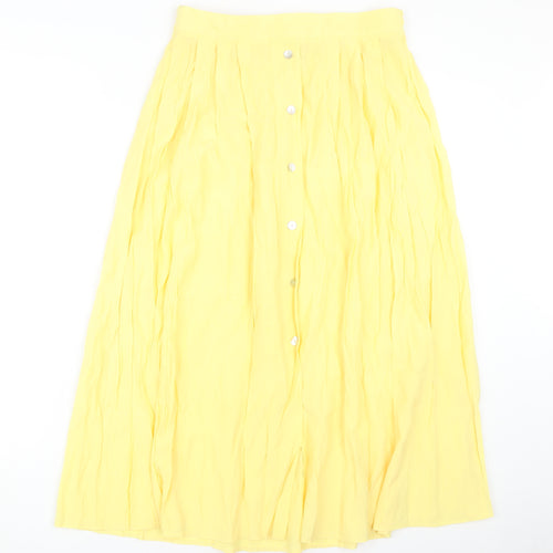 Roberto Celli Women's Yellow Pleated Long Skirt Size 14