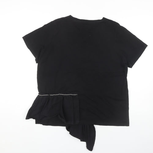 River Island Women's Black Ruffle T-Shirt, Size 16