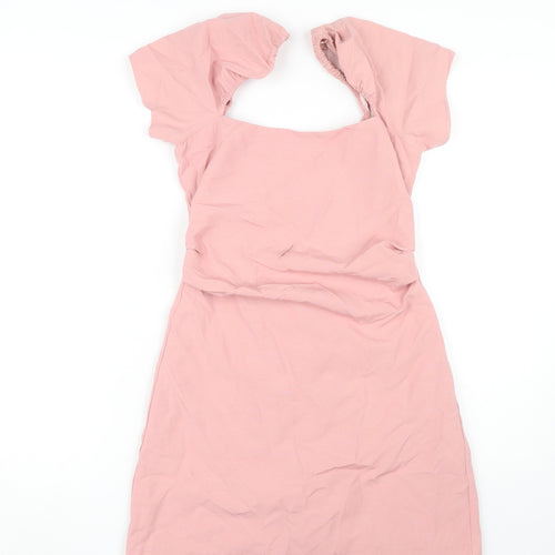 ZARA Women's Pink Short Puff Sleeve Dress S