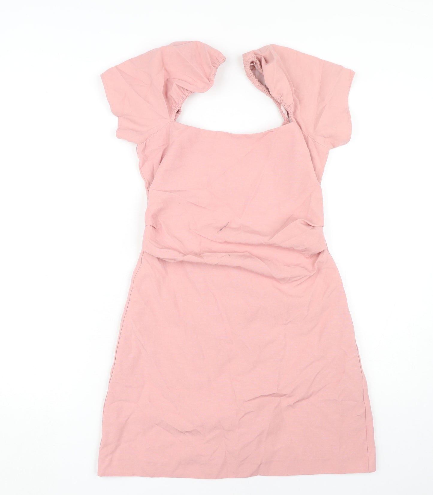 ZARA Women's Pink Short Puff Sleeve Dress S