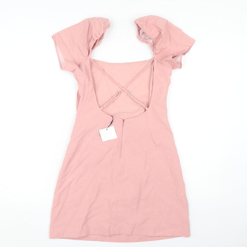 ZARA Women's Pink Short Puff Sleeve Dress S