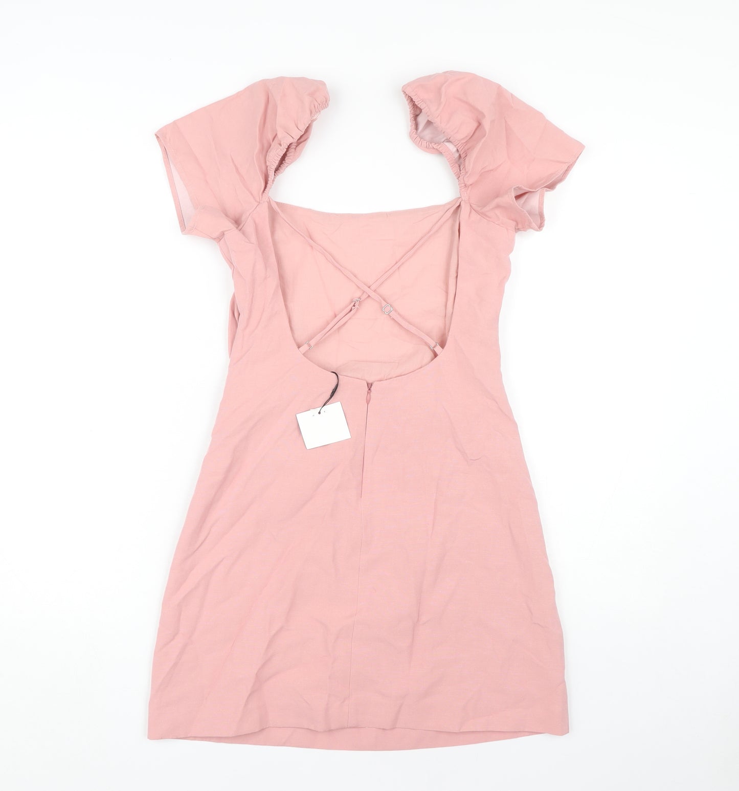 ZARA Women's Pink Short Puff Sleeve Dress S