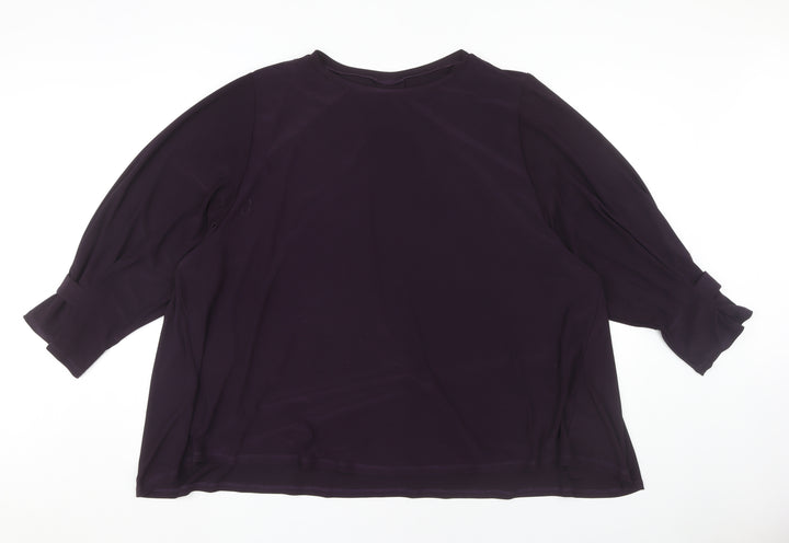 Roman Women's Plus Size Purple Balloon Sleeve Blouse