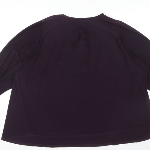 Roman Women's Plus Size Purple Balloon Sleeve Blouse