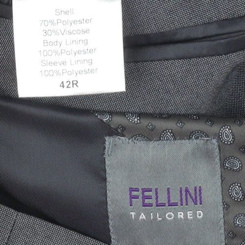 Fellini Men's Grey Single-Breasted Blazer, 42R