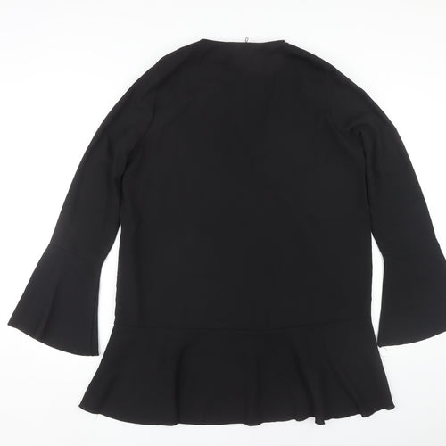 PrettyLittleThing Women’s Black V-Neck Flared Sleeve Dress