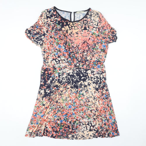 Oasis Multicoloured Floral Fit & Flare Dress, Size 12
