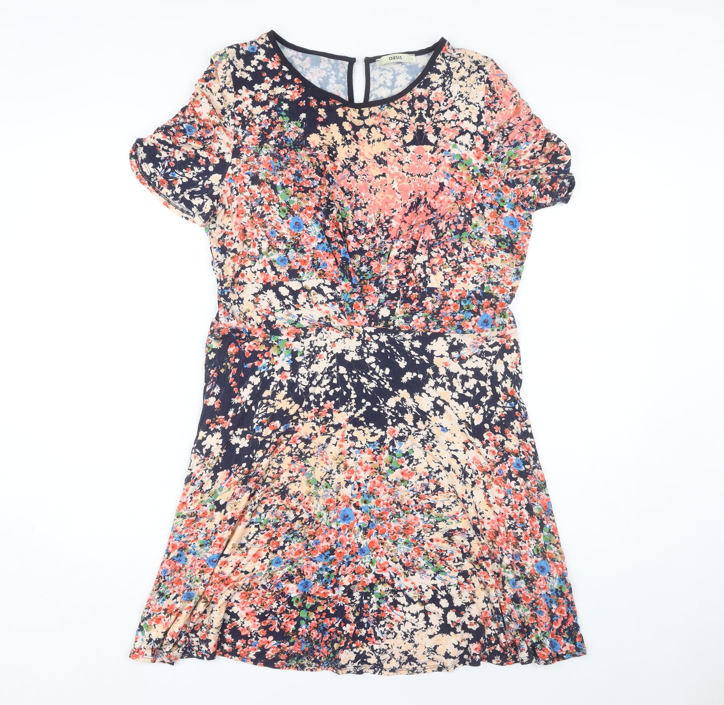 Oasis Multicoloured Floral Fit & Flare Dress, Size 12