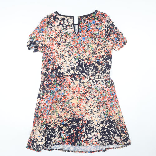 Oasis Multicoloured Floral Fit & Flare Dress, Size 12