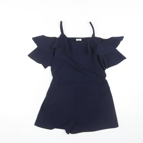 River Island Girls Blue Playsuit 11-12 Years Off the Shoulder