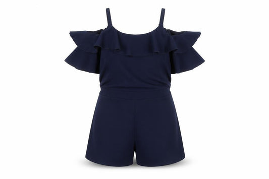 River Island Girls Blue Playsuit 11-12 Years Off the Shoulder