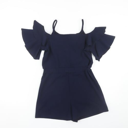 River Island Girls Blue Playsuit 11-12 Years Off the Shoulder
