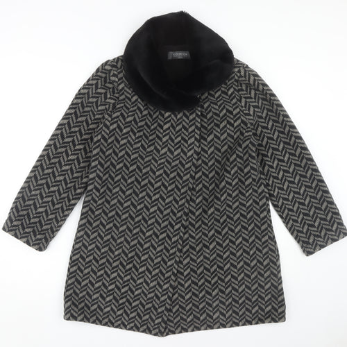 Coercion Women's Black Geometric Overcoat Size 12