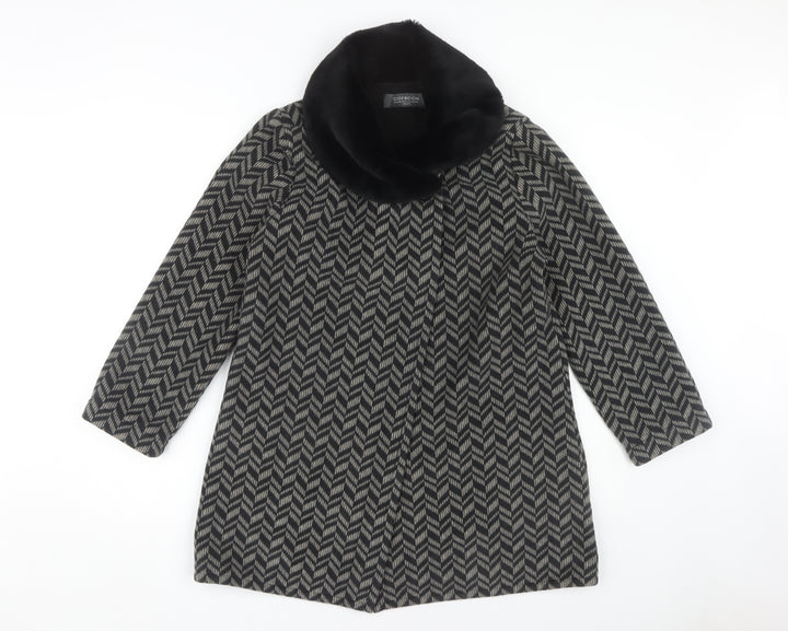 Coercion Women's Black Geometric Overcoat Size 12