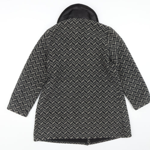 Coercion Women's Black Geometric Overcoat Size 12