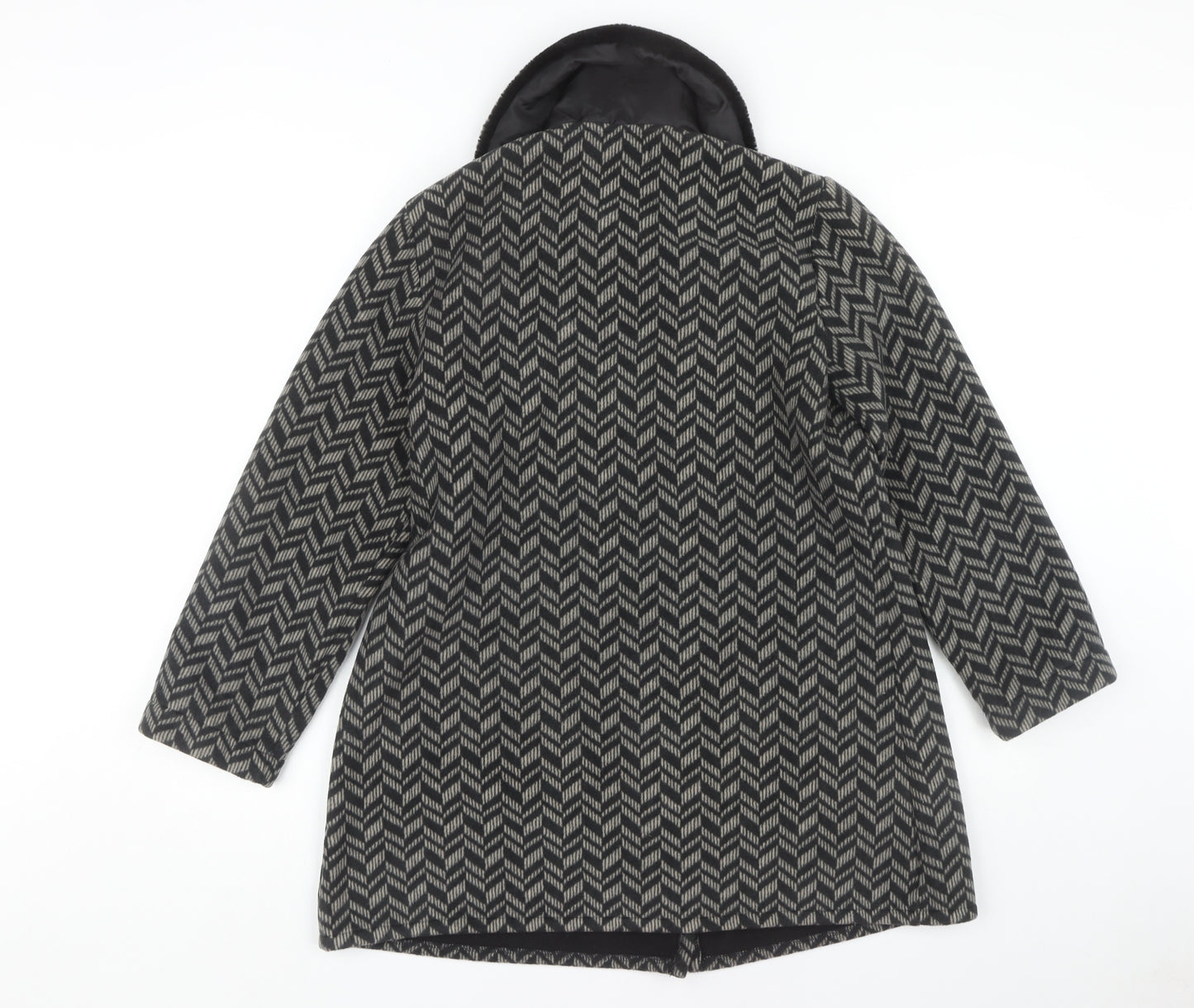 Coercion Women's Black Geometric Overcoat Size 12