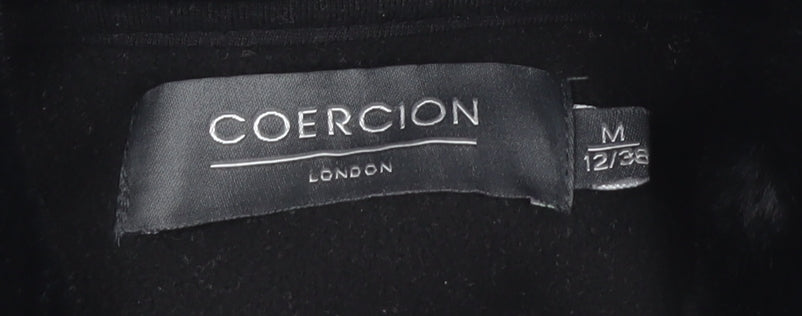 Coercion Women's Black Geometric Overcoat Size 12