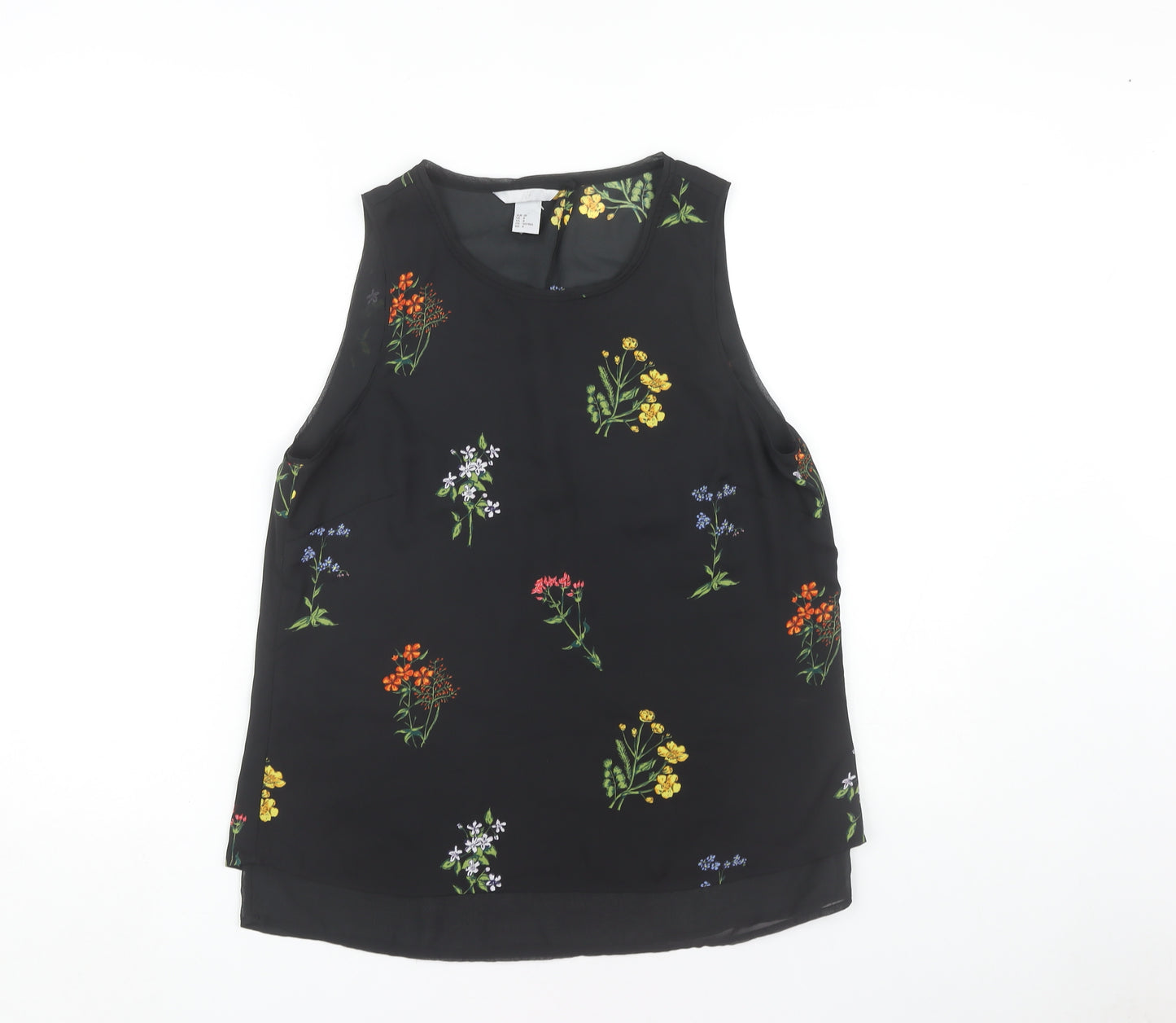 H&M Women's Black Floral Tank Top Size 10