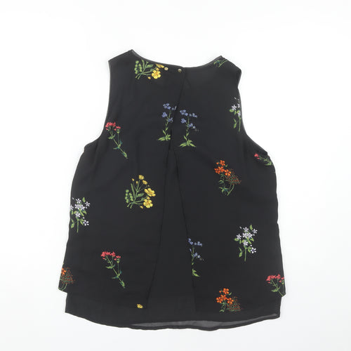 H&M Women's Black Floral Tank Top Size 10