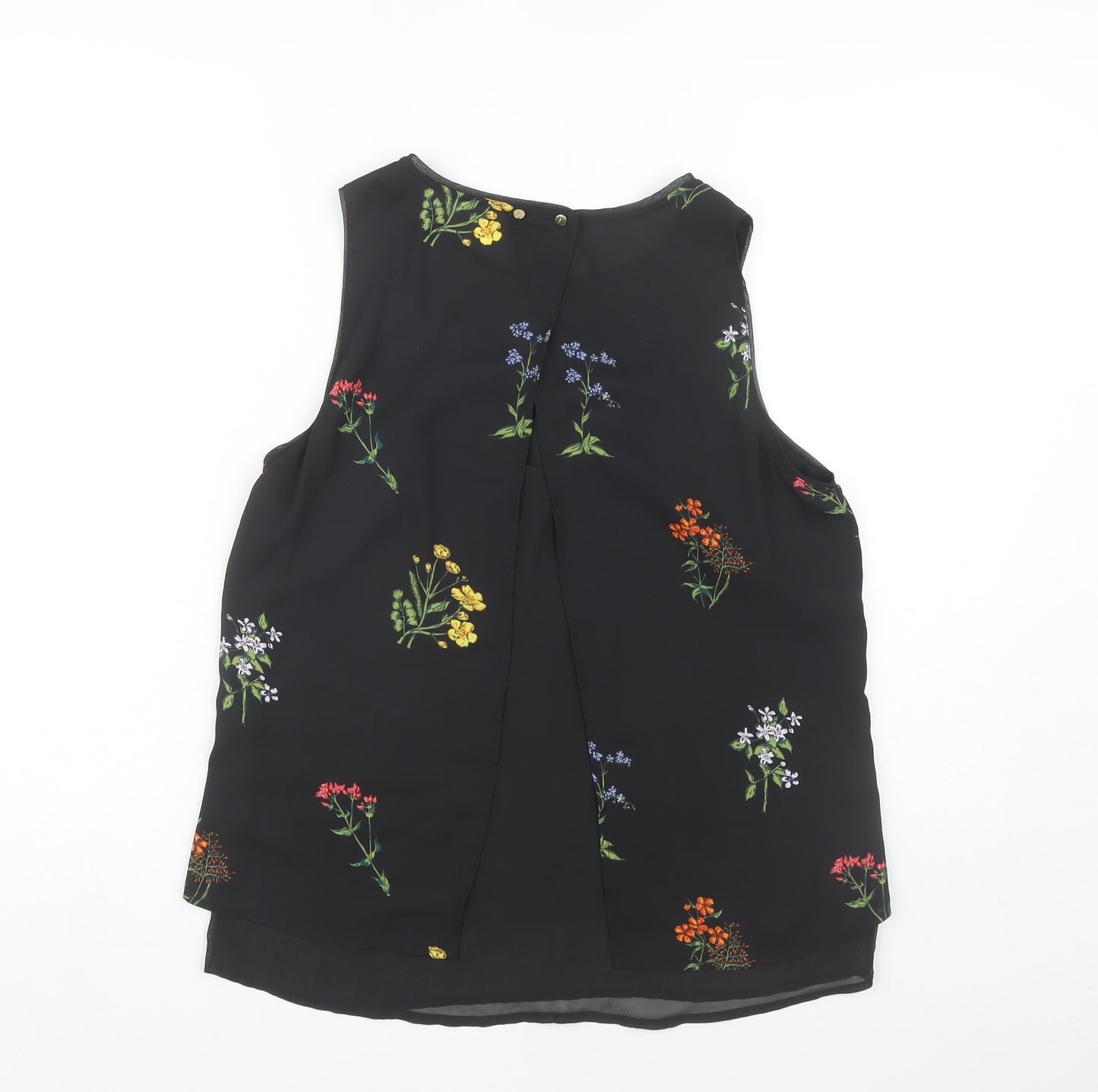 H&M Women's Black Floral Tank Top Size 10
