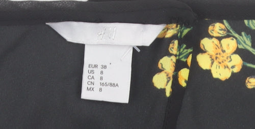 H&M Women's Black Floral Tank Top Size 10