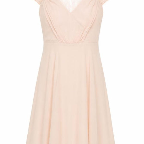 ASOS Women's Beige V-Neck Dress, Size 10, Lace Accent