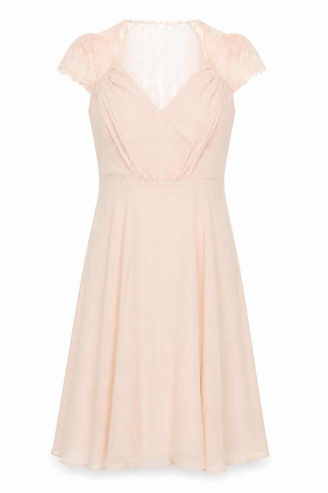 ASOS Women's Beige V-Neck Dress, Size 10, Lace Accent