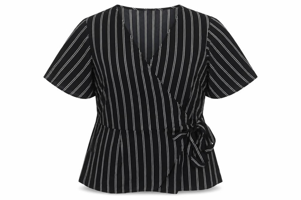 Front view of New Look Women's Black Wrap Blouse, size 14
