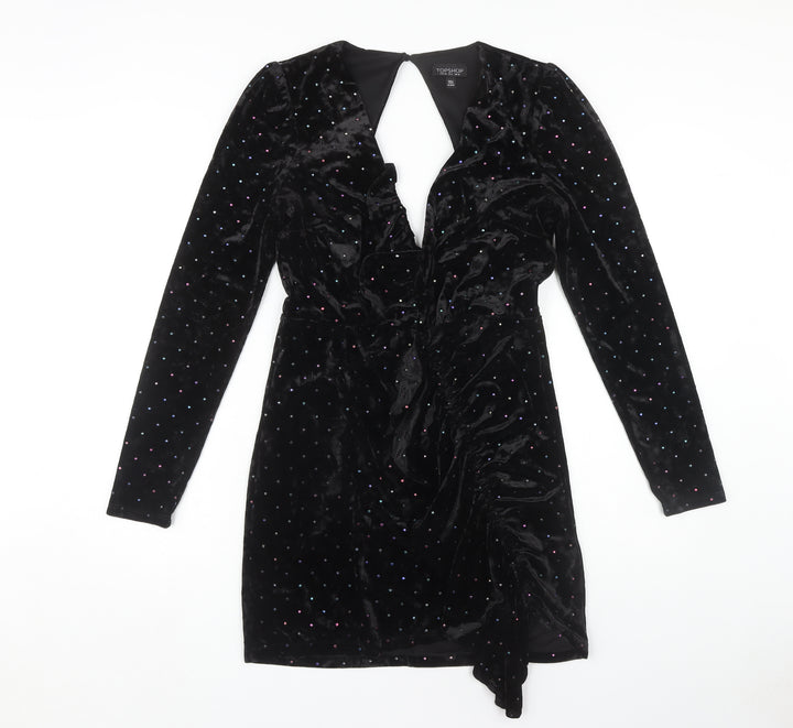 Topshop Women's Black Velvet Dress Size 10